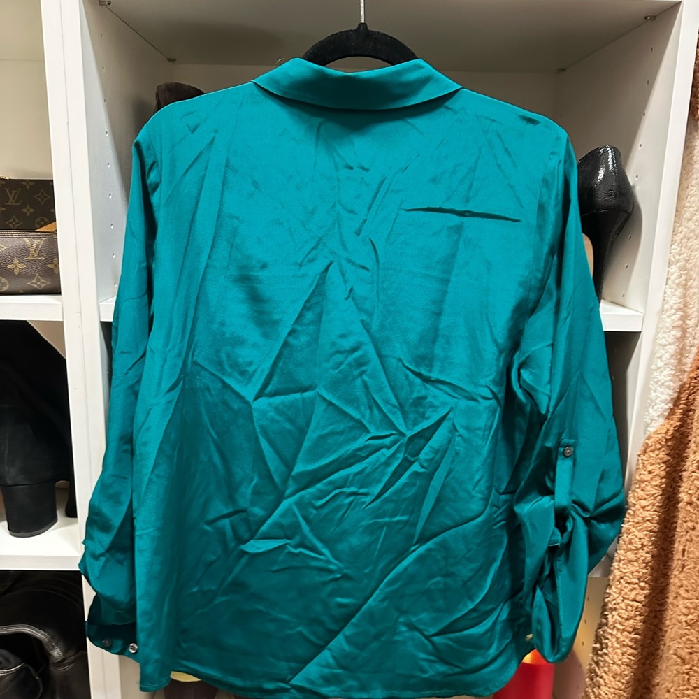 Ann Taylor Jade-Green Silk Blouse size 12 - Picture 2 of 2